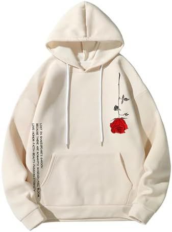 Vita-Rossa™  Floral Drawstring Pocket Sweatshirt