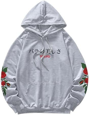 Vita-Rossa™  Floral Drawstring Pocket Sweatshirt