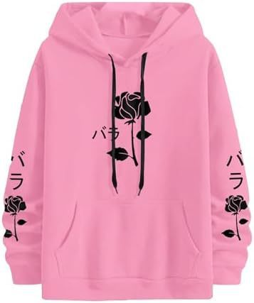 Vita-Rossa™  Floral Drawstring Pocket Sweatshirt