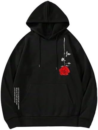 Vita-Rossa™  Floral Drawstring Pocket Sweatshirt