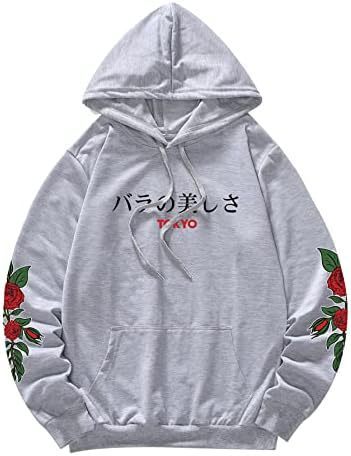 Vita-Rossa™  Floral Drawstring Pocket Sweatshirt